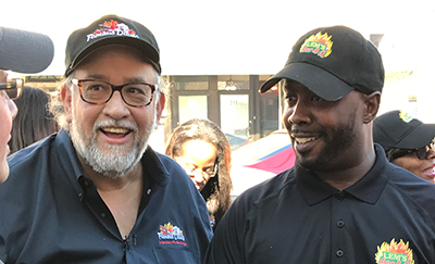 Famous Dave's BBQ Employees talking and smiling